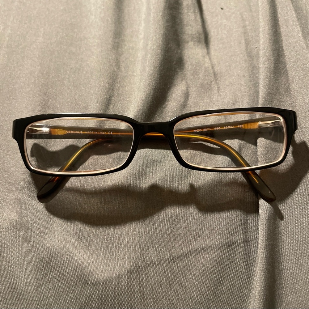 Versace Brown Amber Rectangular Eyeglasses Mod 30… - image 1